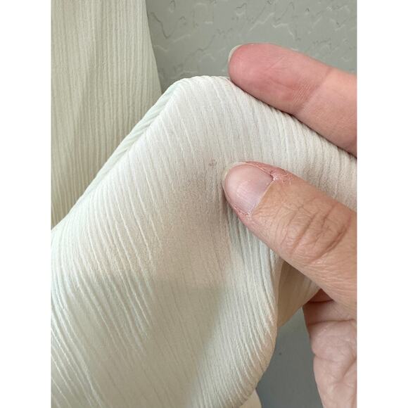 COLDWATER CREEK | Cream Lace Trim Blouse Sheer Ruffle Cuffs Romantic Top | Large - Picture 8 of 8